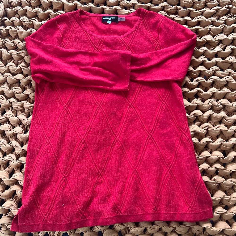 Karl Lagerfeld Women's Diamond Pattern Sweater in Red